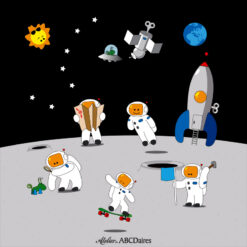 PP-1680 Petit Panneau Astronautes sur la Lune
