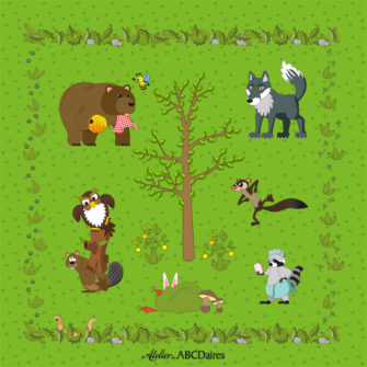 GP-1691 - Grand Panneau Animaux de la Forêt