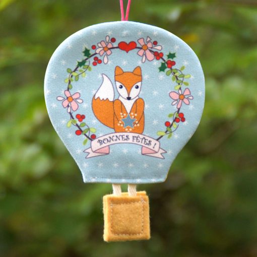 Montgolfière déco de Noël renard scandinave