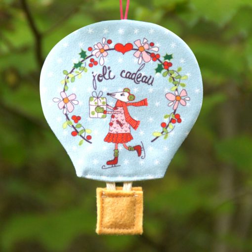 Montgolfière déco de Noël souris joli cadeau scandinave