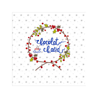 VI-1833 - Vignette en Velours Minky de Noël, Calligraphie Chocolat Chaud