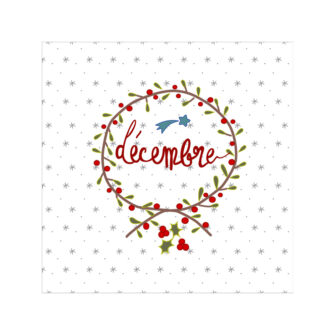 VI-1836 - Vignette en Velours Minky de Noël, Calligraphie Décembre