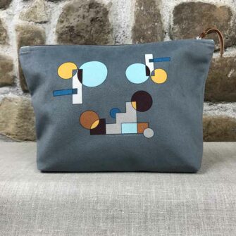 Grande Trousse Velours Paris Art Déco Gris Acier