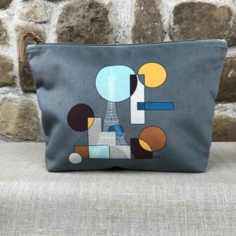 Grande Trousse Velours Paris Art Déco Gris Acier