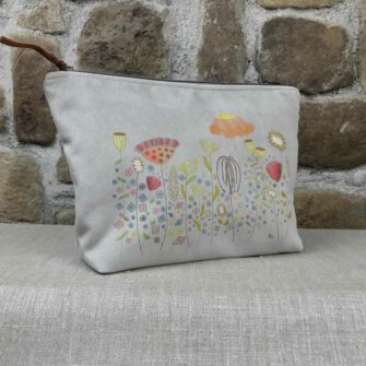 Grande Trousse Velours Prairie Fleurie Taupe