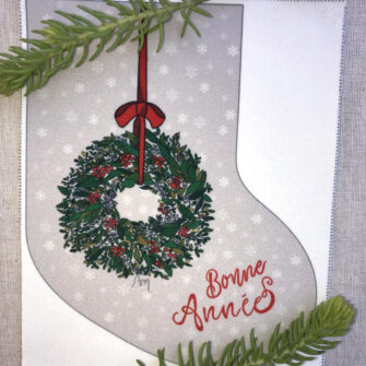 NO-1893 - Botte Beige Couronne Bonne Année (Velours Seul)