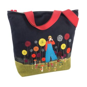 Grand Sac Zippé en Velours Jour d'Automne Pop Noir
