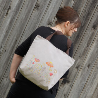 Grand Sac Zippé Prairie Fleurie Taupe (In Situ)