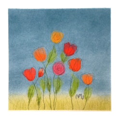 Vignette en Velours Coquelicots au Soir