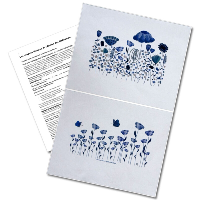 Coupon illustré L - Prairie Fleurie Cyanotype