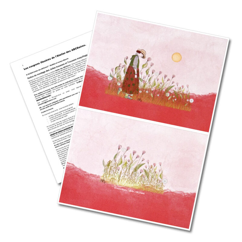 Coupon illustré M - Champ de Tulipes Rose