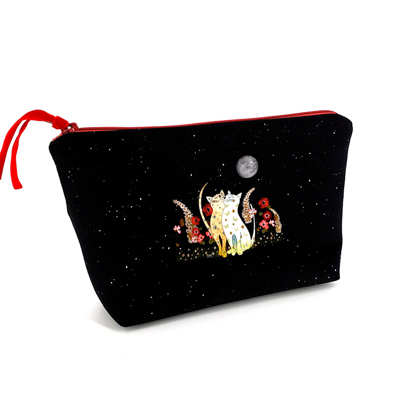 Trousse De Maquillage Ovale - Motif Chat Européen - Fermeture Éclair - PVC - Marque Catseye