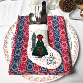 Botte Déco de Noël Blanche, Madame Renard, Velours Seul