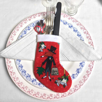 Botte Déco de Noël Rouge, Monsieur Renard, Velours Seul