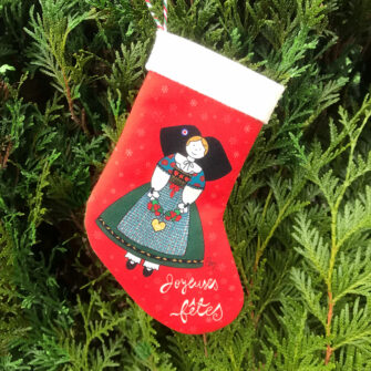 Botte Déco de Noël Rouge, Petite Alsacienne Joyeux Noël