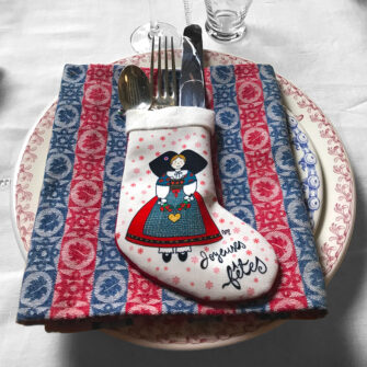 Botte Déco de Noël Blanche, Petite Alsacienne Joyeux Noël