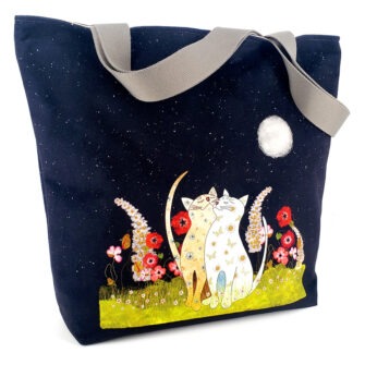 SAM-2049 - Grand Sac Zip Chats Noir (Devant)