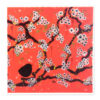 VI-2111 - Vignette en Velours Minky, Oiseau sur un Cerisier Corail 01