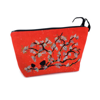 TM-2097 - Trousse à Maquillage Oiseaux Rouge (Devant)