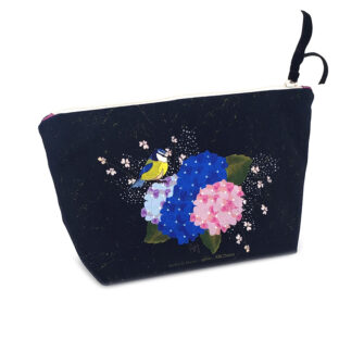 TM-2106 - Trousse à Maquillage Hortensias Noir et Or (Dos)