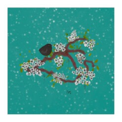 VI-2114 - Vignette Oiseau dans un Cerisier jade 02