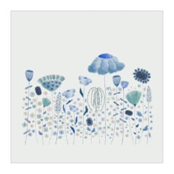 VI-2133 - Vignette en Velours Minky Prairie Fleurie Cyanotype