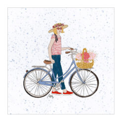 VI-2216 - Vignette en Velours Minky à Bicyclette sur fond Blanc