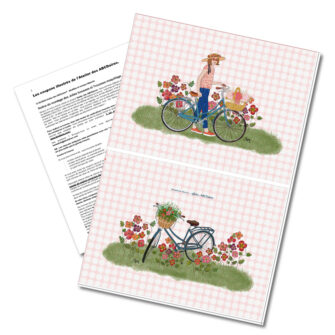 TM-2233 - Coupon Illustré M à Bicyclette Rose