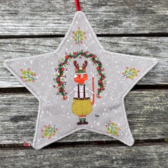 Etoile Déco de Noël Monsieur Chat Beige - Velours Seul