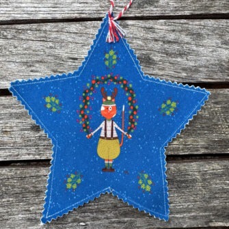 Etoile Déco de Noël Monsieur Chat Bleu - Velours Seul