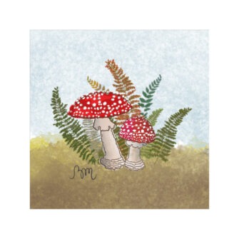 VI-2225 - Vignette en Velours Minky, Sous-Bois et Champignons