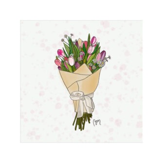VI-2278 - Vignette en Velours Minky, Bouquet de Tulipes