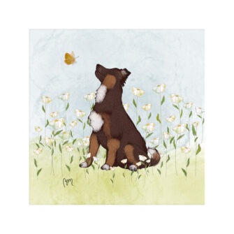 VI-2279 - Vignette Chien et Fleurs