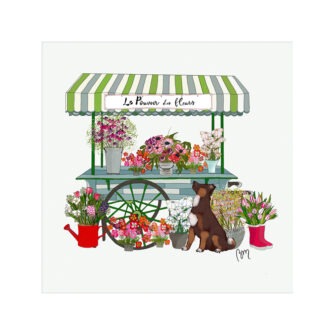 VI-2280 - Vignette en Velours Minky Cariole de Fleuriste, le Pouvoir des Fleurs