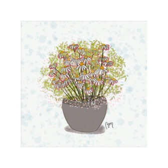 VI-2283 - Vignette en Velours Minky Marguerites dans un Pot de Fleurs