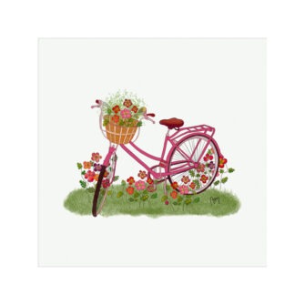 VI-2292 - Vignette en Velours Minky à Bicyclette Fuchsia