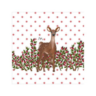 NO-2269 - Vignettes en Velours Minky de Noël, Biche Devant des Buissons