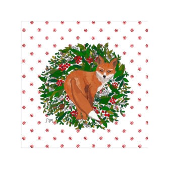 NO-2271 - Vignettes en Velours Minky de Noël, Renarde et Couronne de Houx