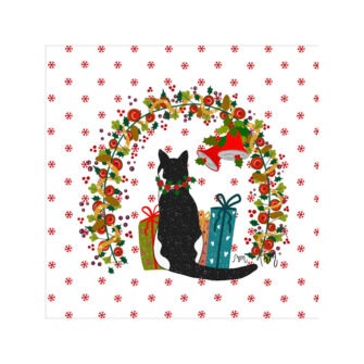 NO-2774 - Vignette en Velours Minky de Noël, Chat et Cadeaux de Noël