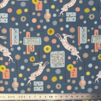 TO-2300 - Satin de Coton, Collection Mabéo 2025, Motif Lapins Bleu