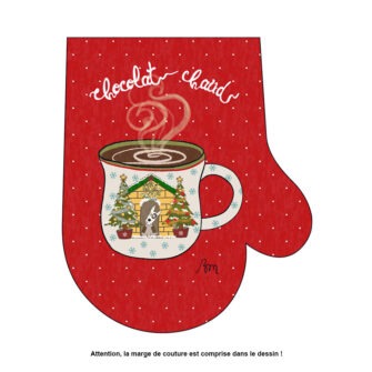 NO-2340 - Déco Noel Moufle Rouge Chocolat Chaud