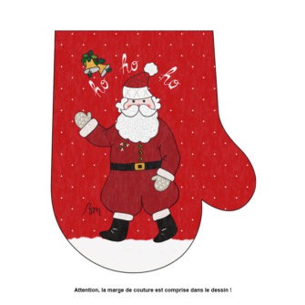 NO-2342 - Déco Noël Moufle Rouge Père Noël Ho Ho Ho