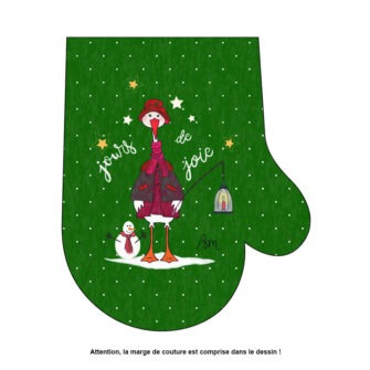 NO-2343 - Déco Noël Moufle Verte Canard Jours de Joie