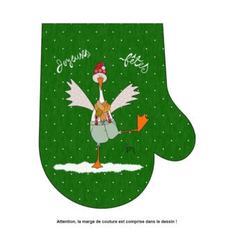 NO-2344 - Déco Noël Moufle Verte Canard Joyeuses Fêtes