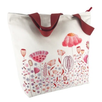 SAM-2102 - Grand Sac Zip Prairie Fleurie Sanguine (Devant)