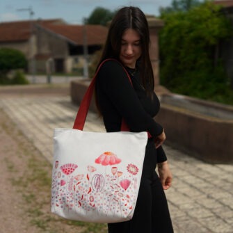 SAM-2102 - Grand Sac Zip Prairie Fleurie Sanguine (In Situ)