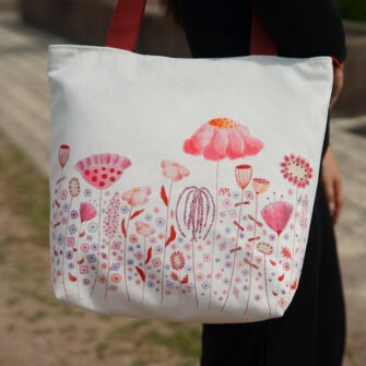 SAM-2102 - Grand Sac Zip Prairie Fleurie Sanguine (In Situ)