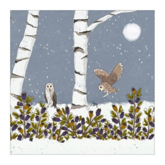 VI-2203 - Vignette en Velours Minky Chouettes en Hiver
