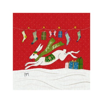 NO-2353 - Vignette de Noël Lapin et Chaussettes Rouge