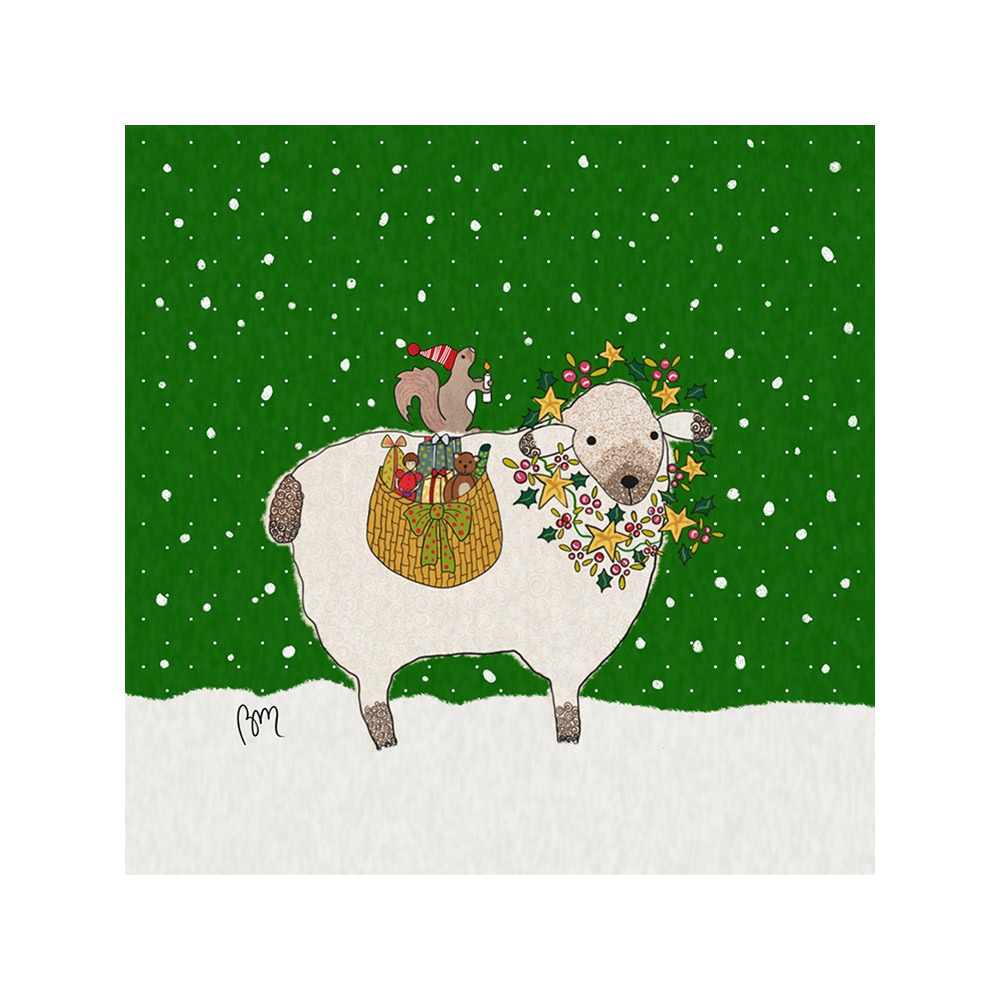 NO-2354 - Vignette de Noël Mouton Verte